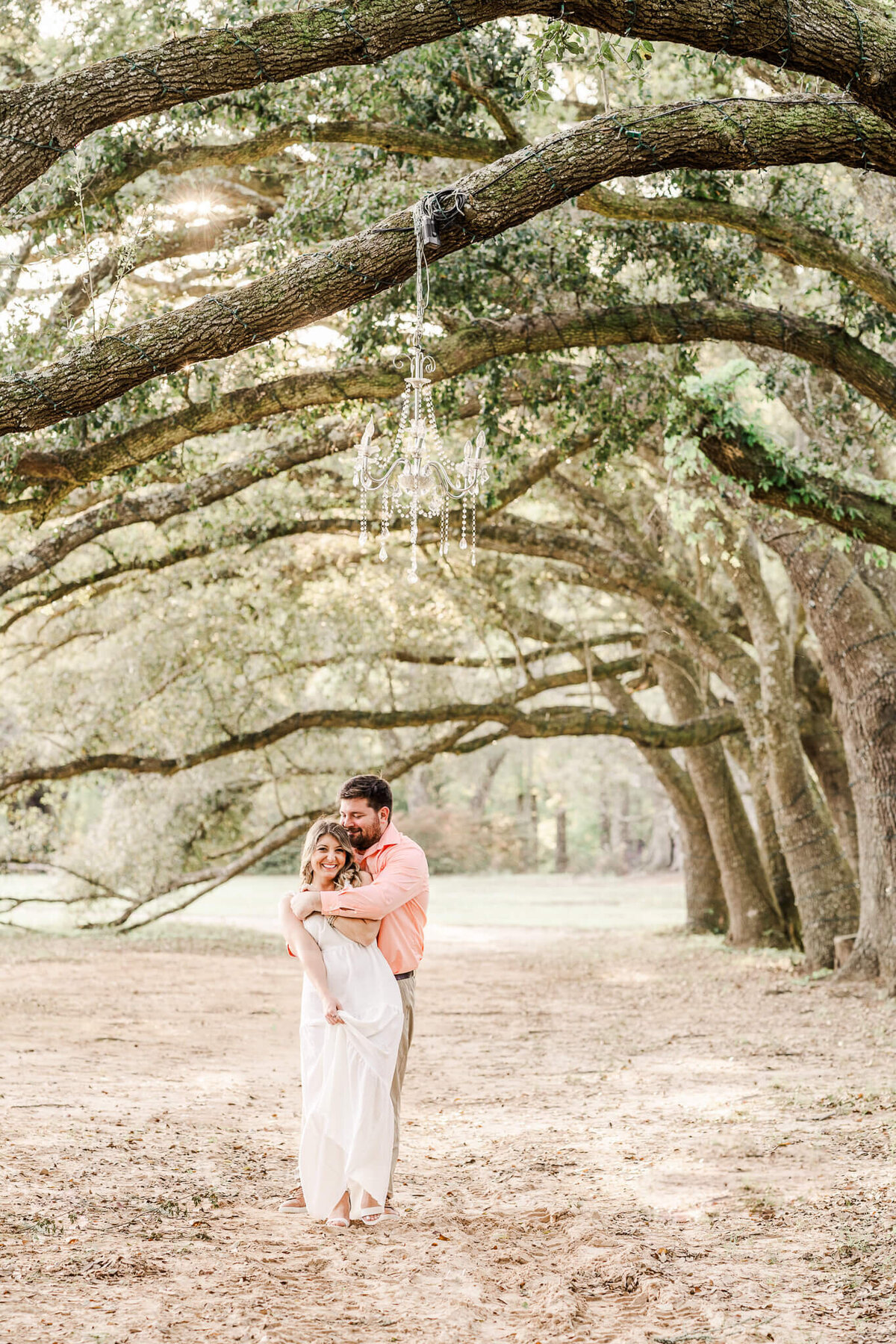Fairhope-Alabama-Wedding-Photographer-Videographer-Mobile-AL-Birmingham-Engagement-Oak-Hollow-Farm-Corey-Danielle-Sunset-Tree-Tunnel-Spin-Twirl