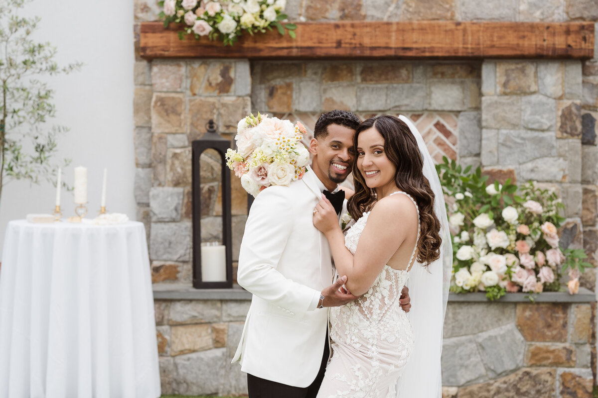 bride and groom portrait at the reserve perona farms ceremony