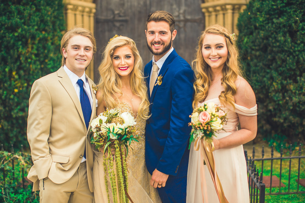 Wedding Photograph Of Bride and Groom with Siblings Los Angeles