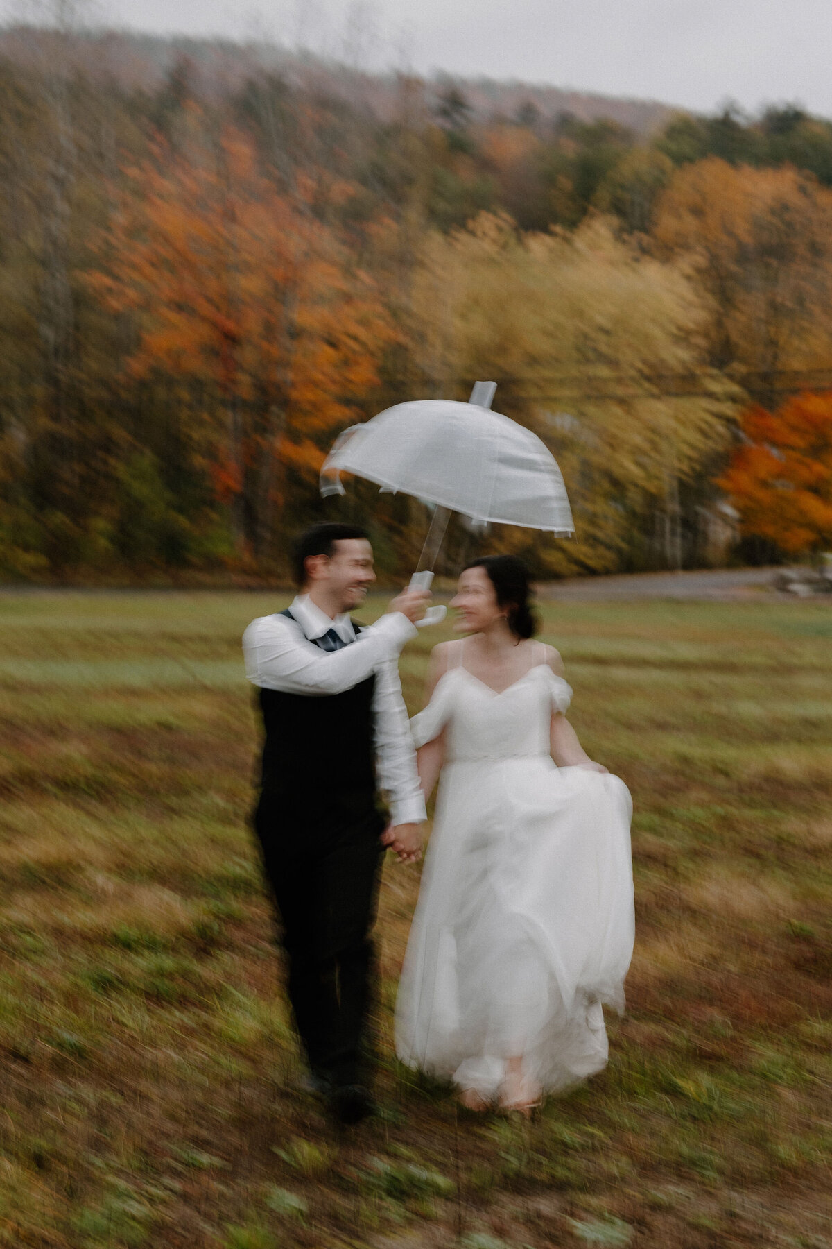 bride and groom embracing