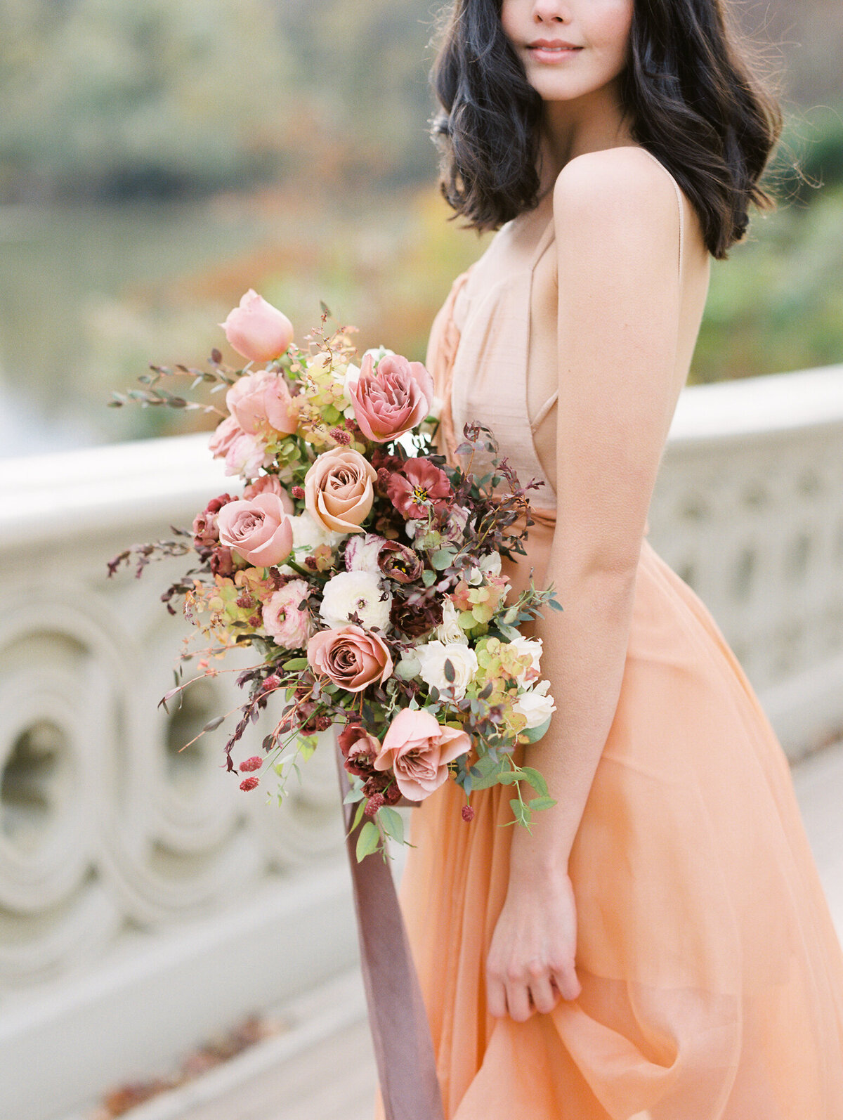 Fall wedding in Central Park NYC Bow Bridge