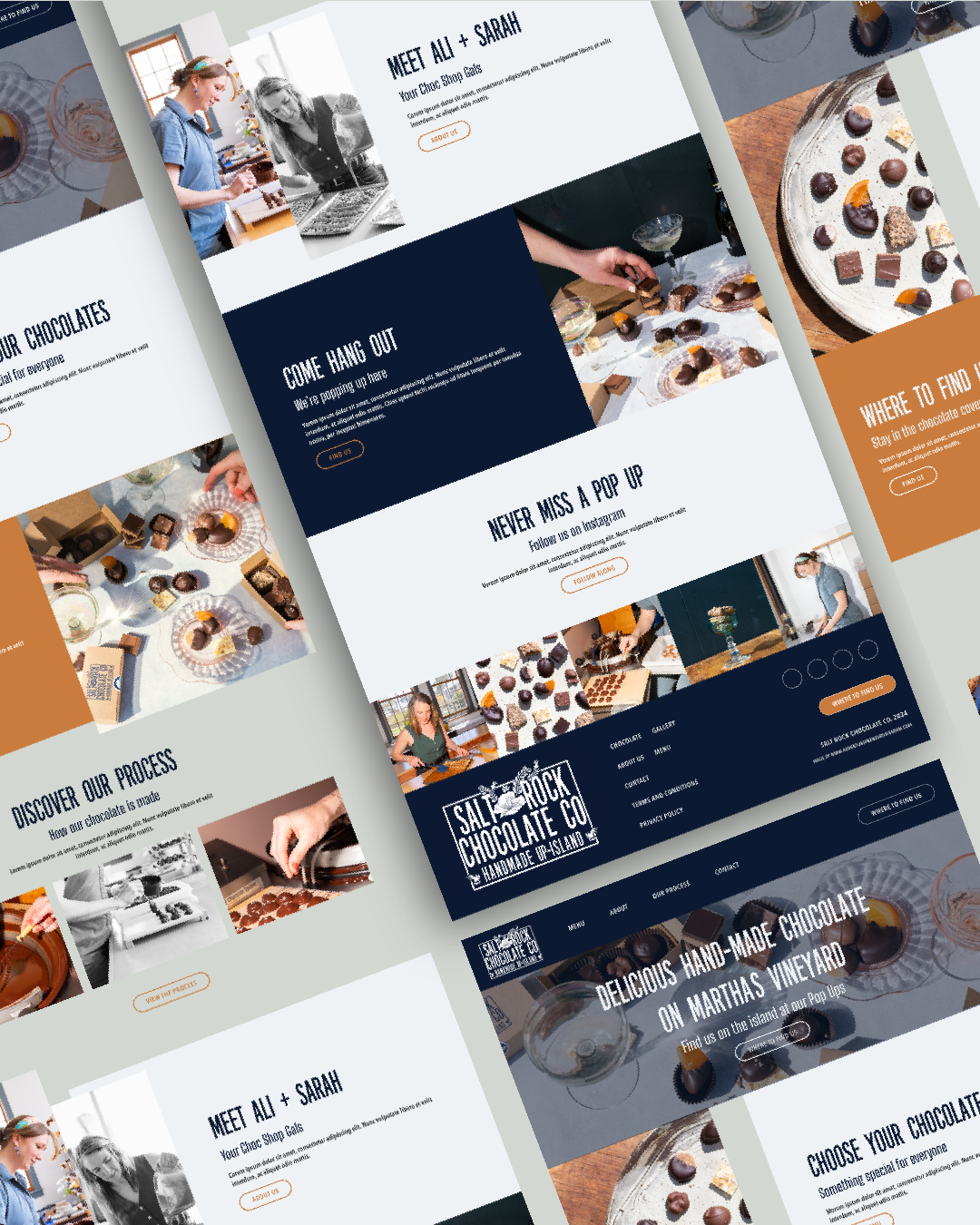 website pages displayed diagonally
