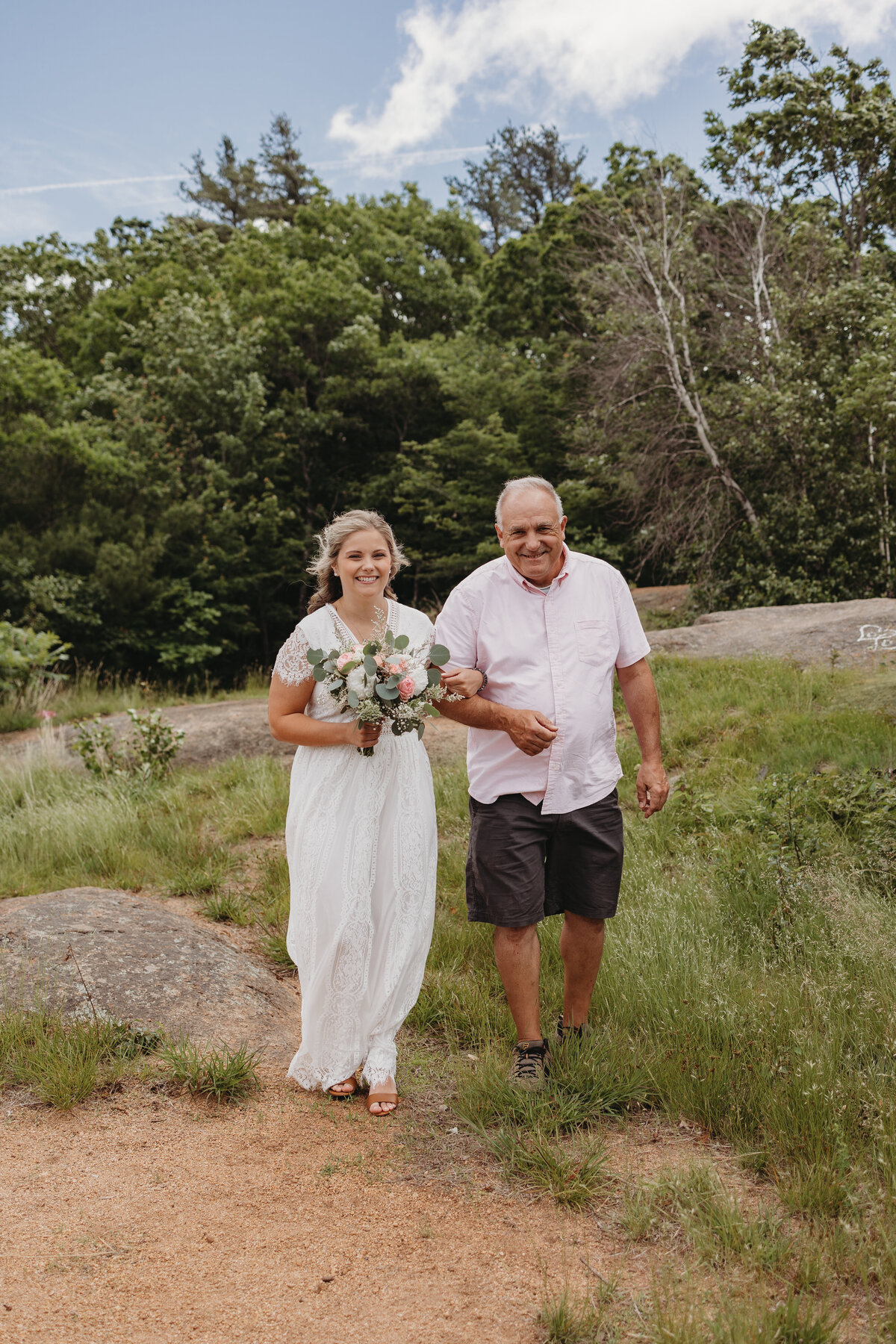 bride and father walking