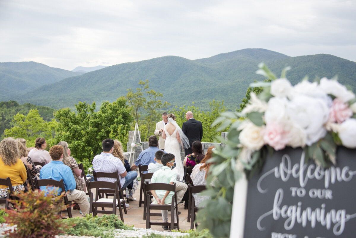 Wedding ceremony at Something Blue wedding venue