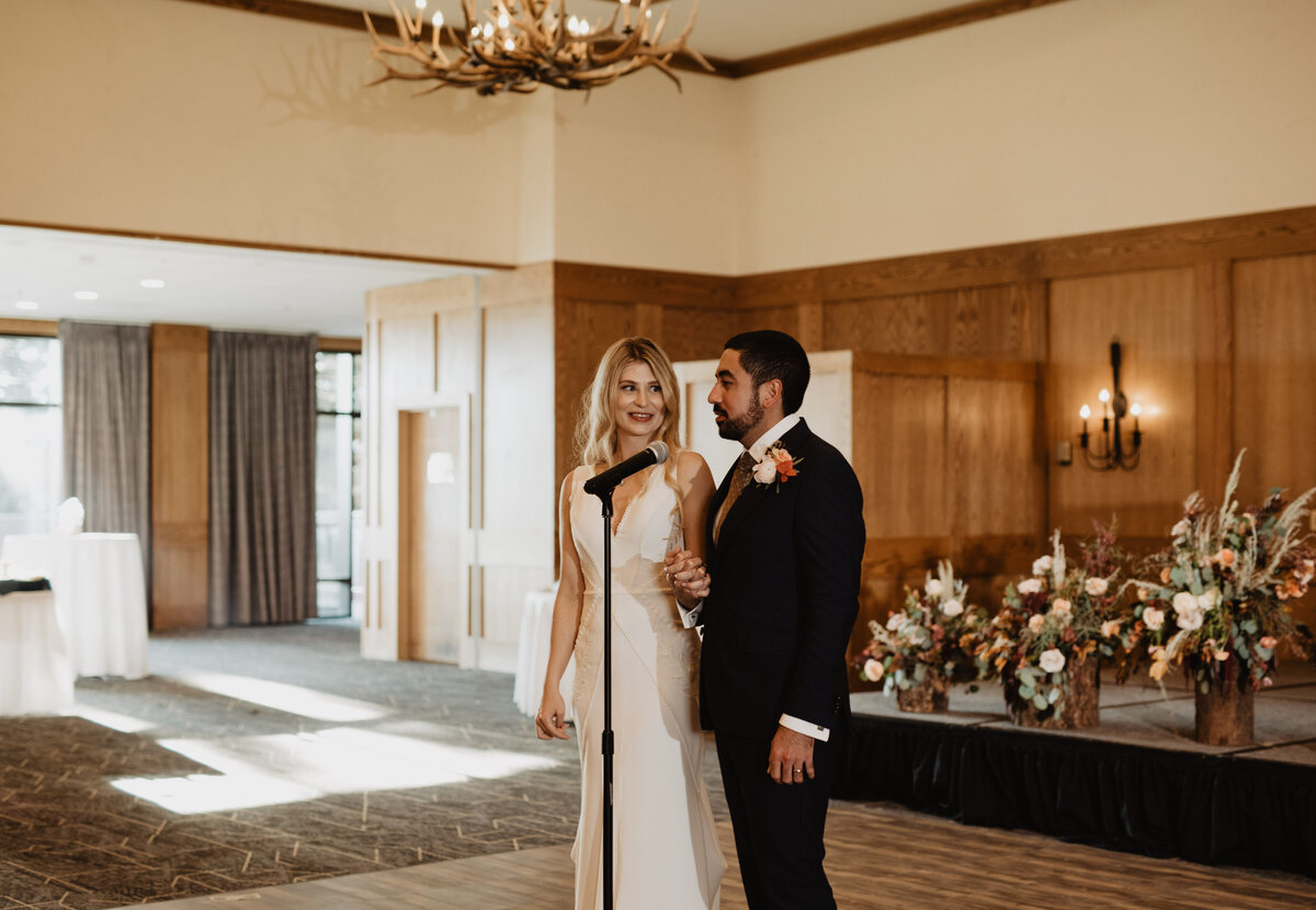 Photographers Jackson Hole capture bride and groom speeches