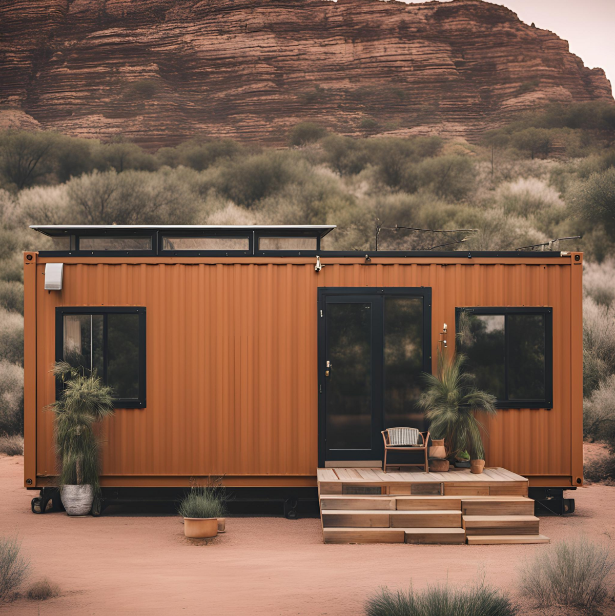 Container tiny home in New Mexico made of shipping containers