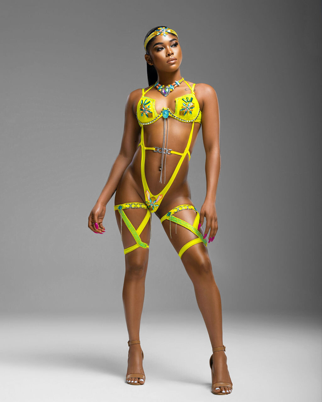 Yellow costume for Caribana Toronto. Register to play mas with Sunlime Mas