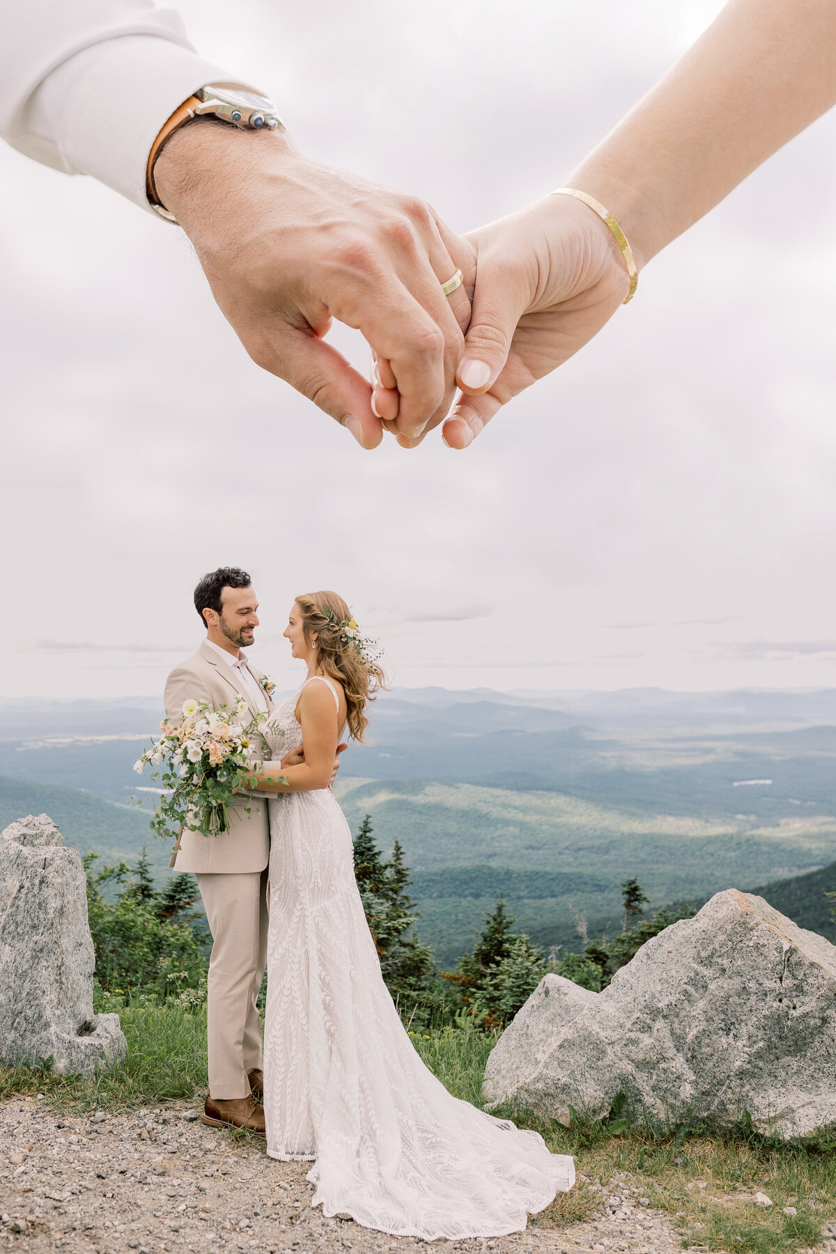 Bride and Groom at Whiteface Mountain during their elopement in the Summer.