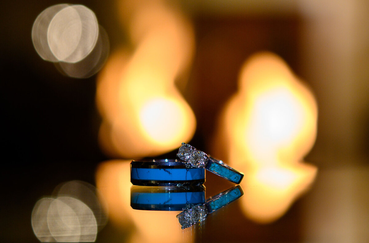 best wedding photographers _ littleton colorado _ turquoise wedding rings and fire