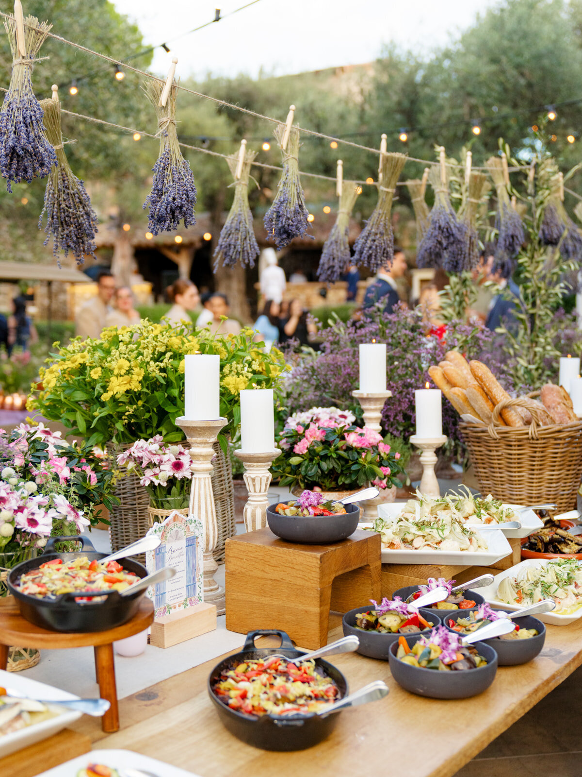 Mediterranean buffet Welcome Party Lavender and Olive theme Château Saint Martin