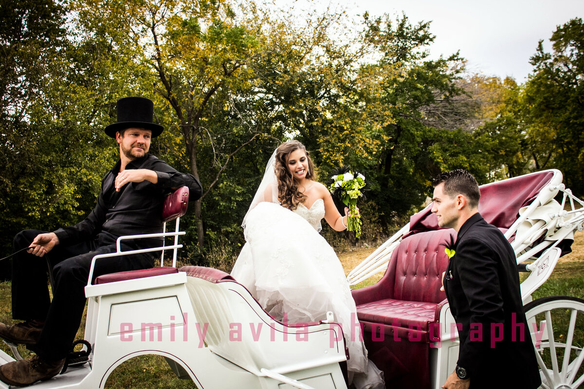 oklahoma wedding photo horse carriage
