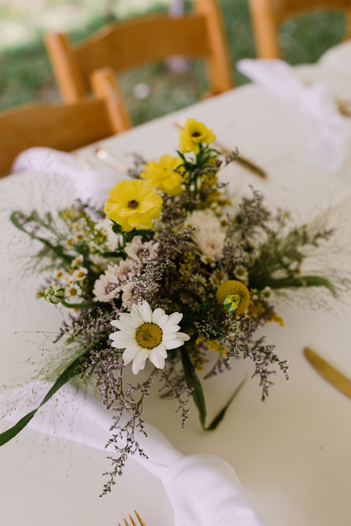 Bridal bouquet of wild flowers at Dallenbach Ranch Colorado Wedding