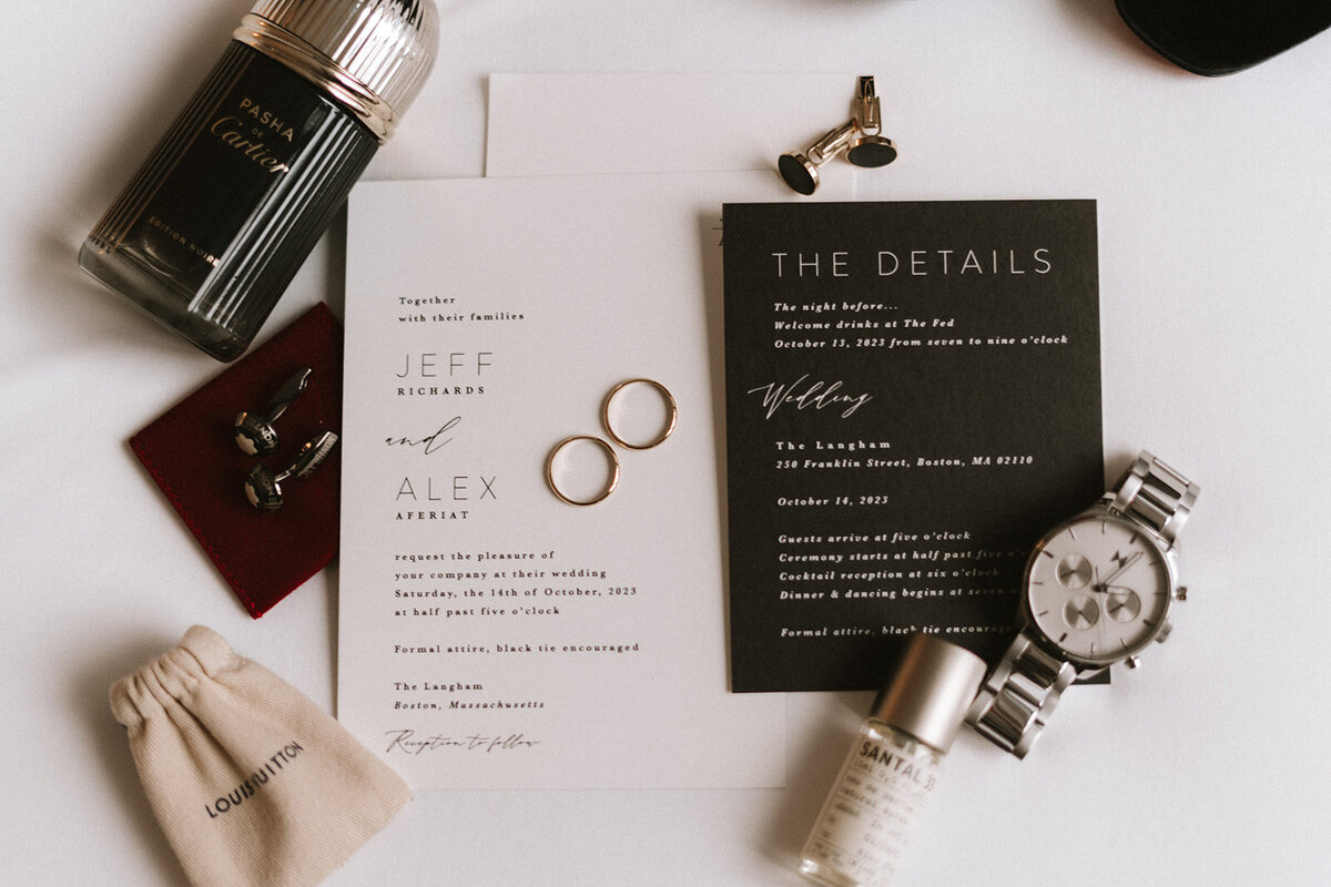 Wedding stationery flatlay