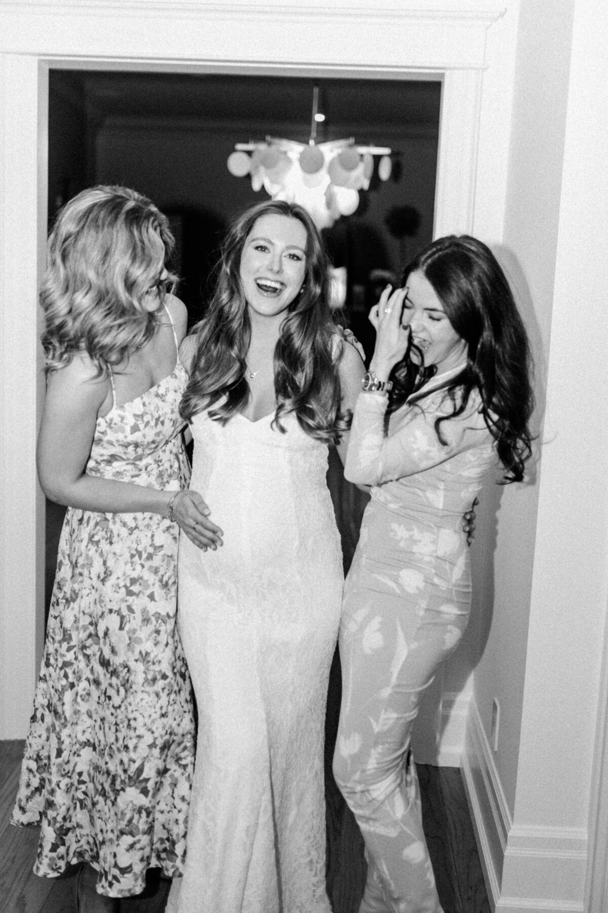 Friends with bride having a good time
