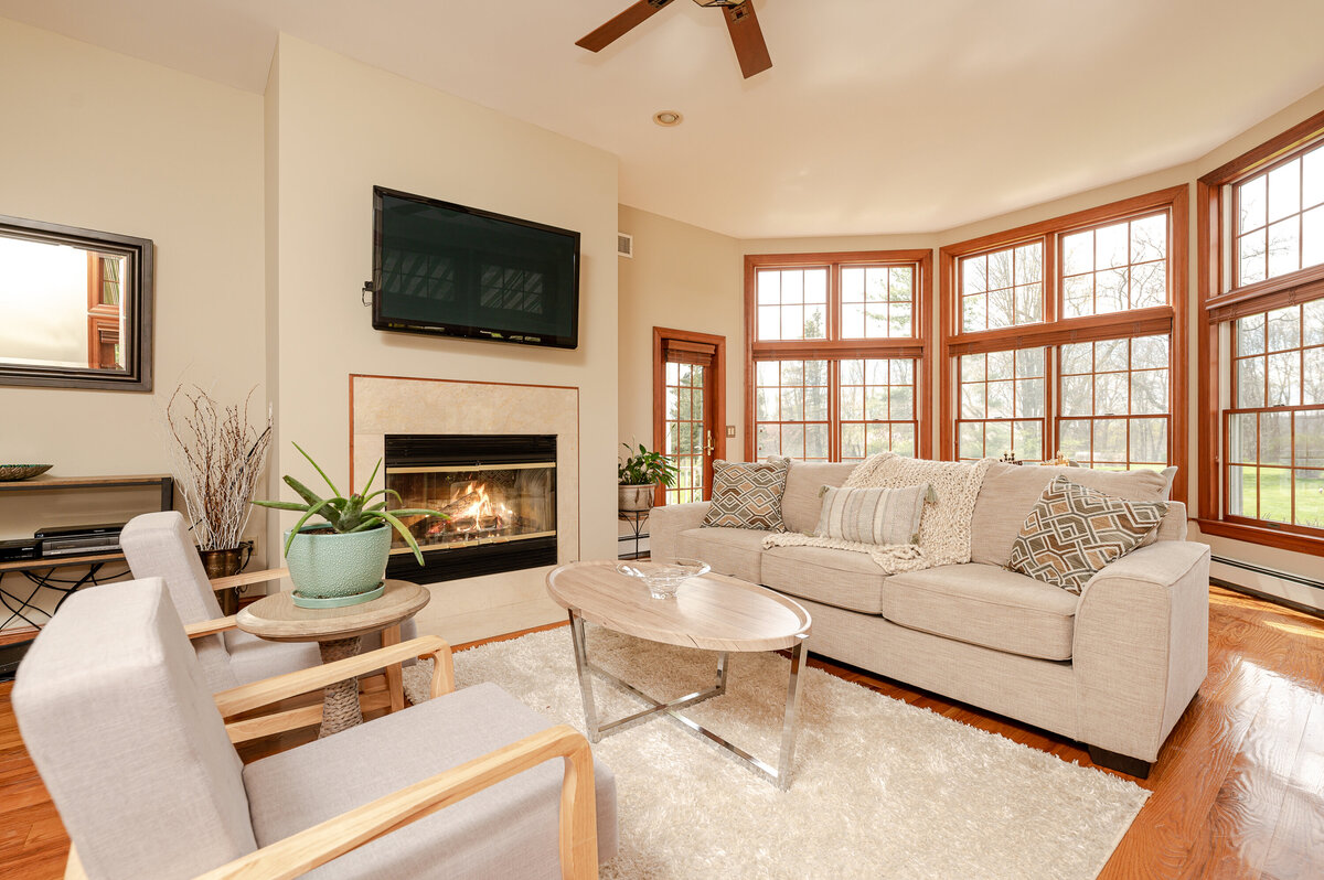 living room with fireplace