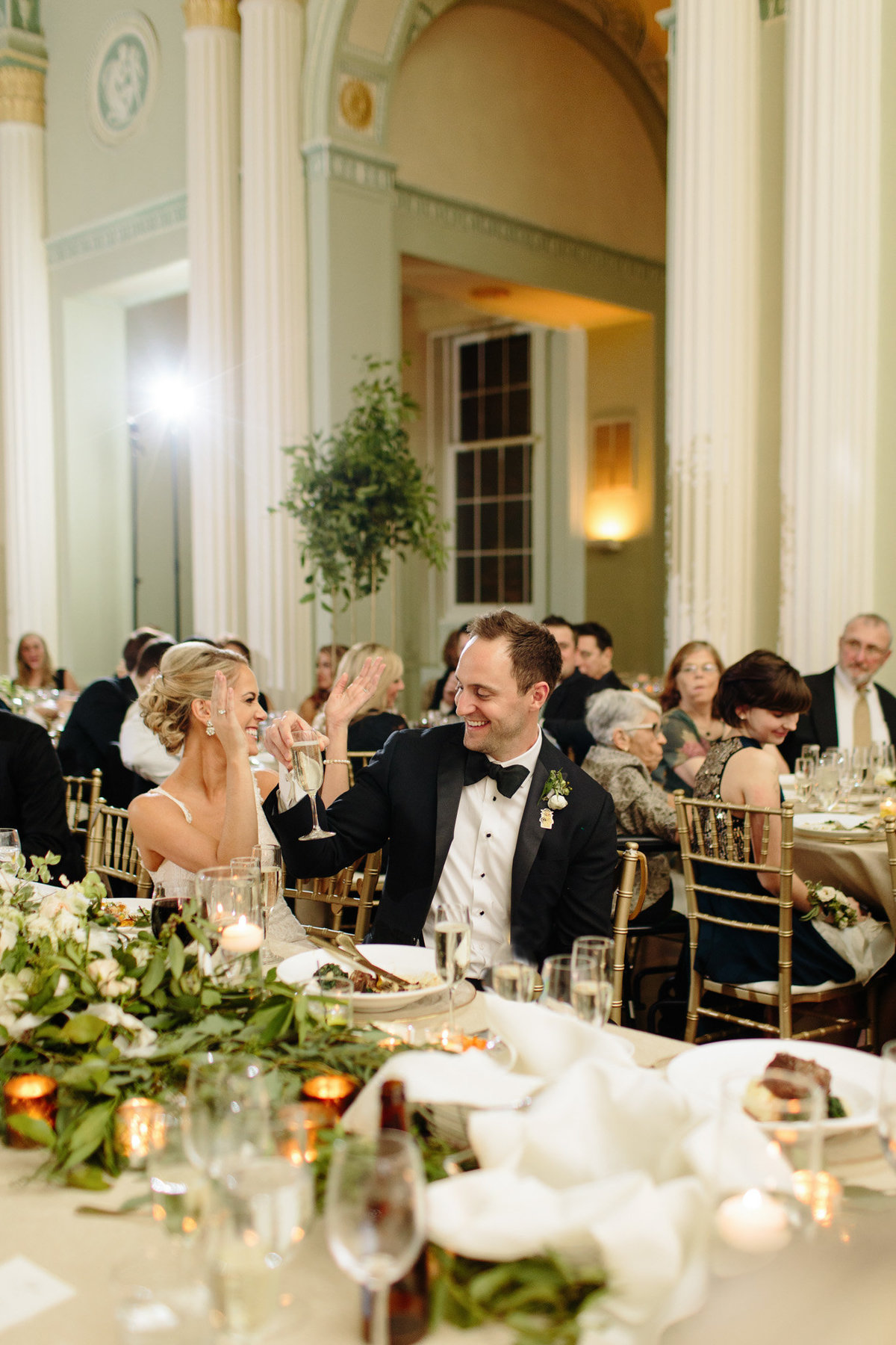Georgian Ballroom reception celebration.  Real wedding moment captured by Rebecca Cerasani.