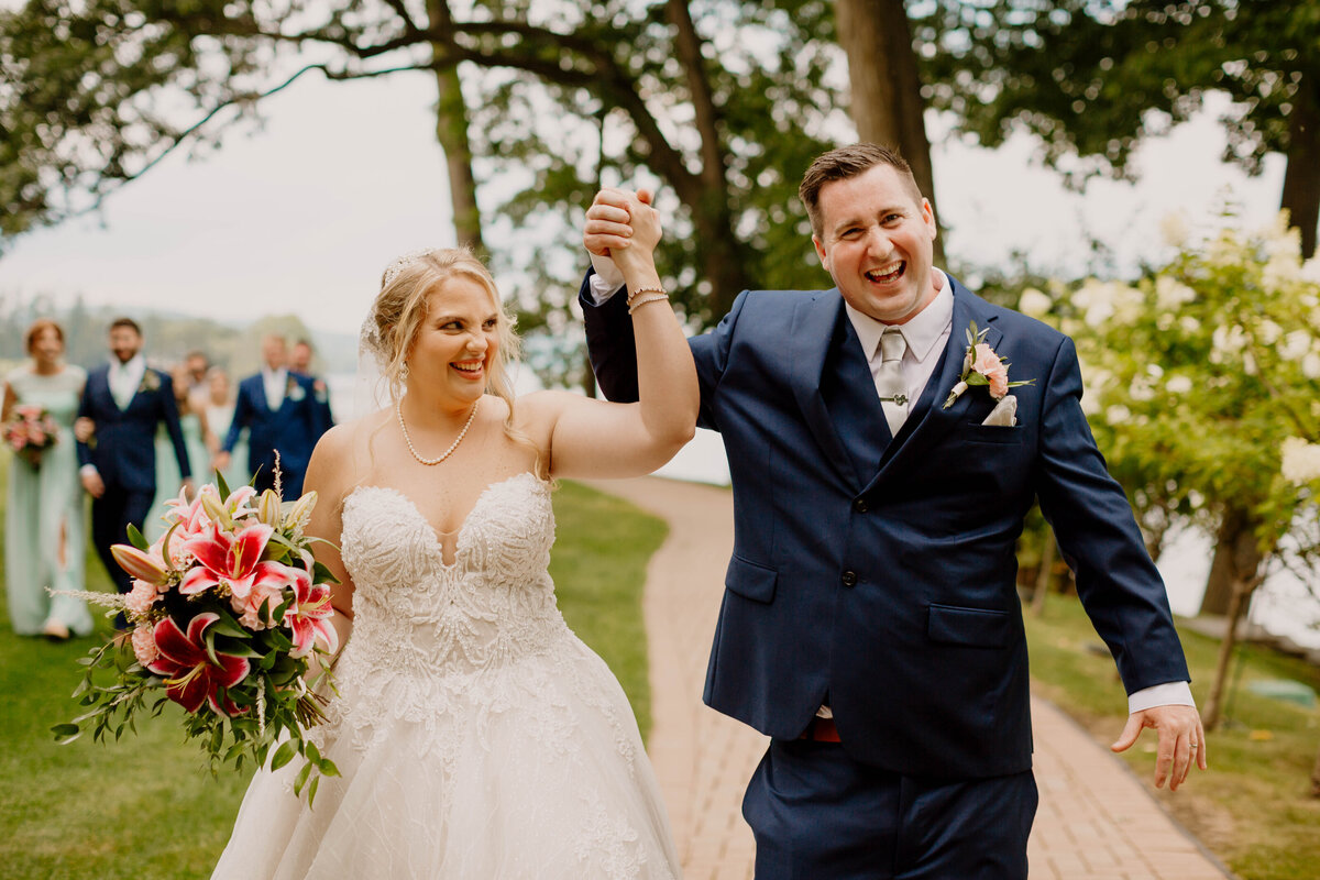 Cooperstown NY Wedding Photographer, couple just married at Otesaga Hotel
