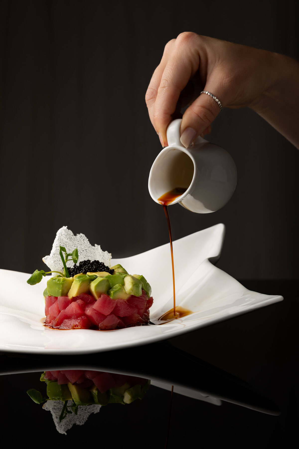 Food photographer in wilmington and jacksonville NC photographing tuna tartare