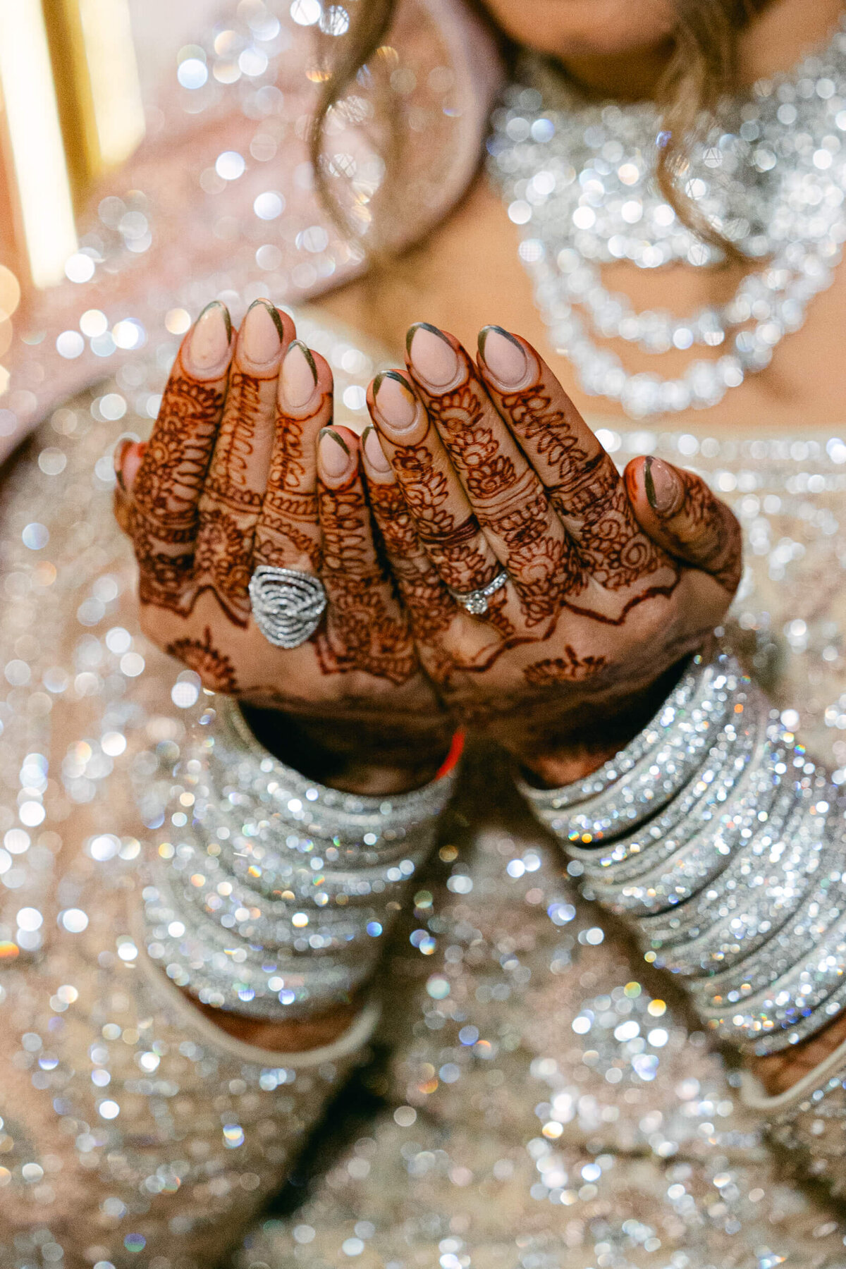 a wedding photo showing off the brides jewelry in Dublin Ireland