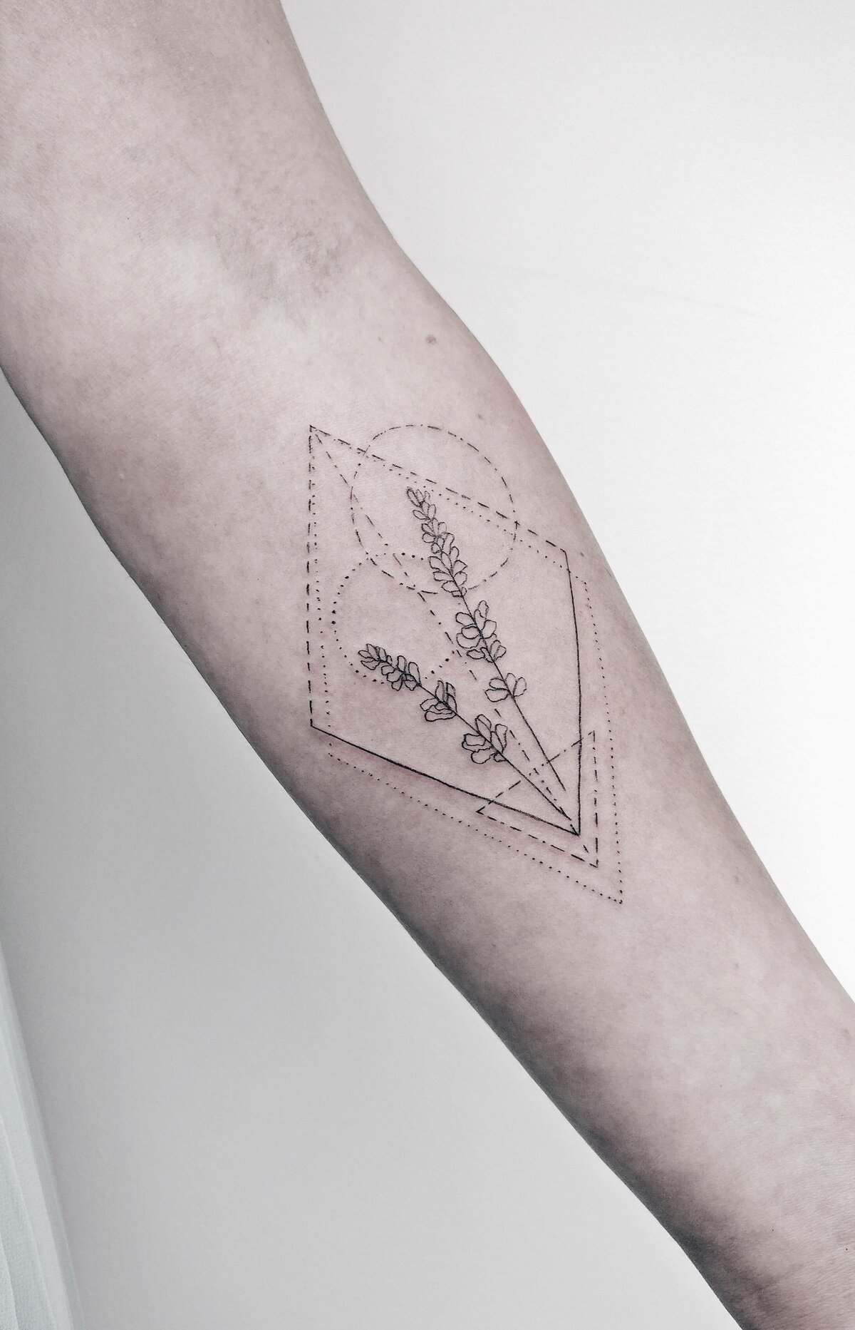floral tattoo, minimal tattoo, geometric tattoo