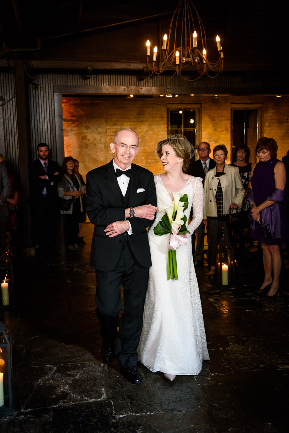 Bride and father walking down the aisle at Latrobe's