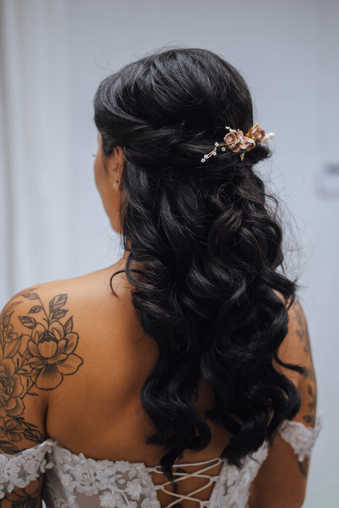 Elegant and timeless bridal hair and makeup by Makeup By Chelsea & Co, feminine Edmonton hair and makeup artist, featured on the Brontë Bride Vendor Guide.