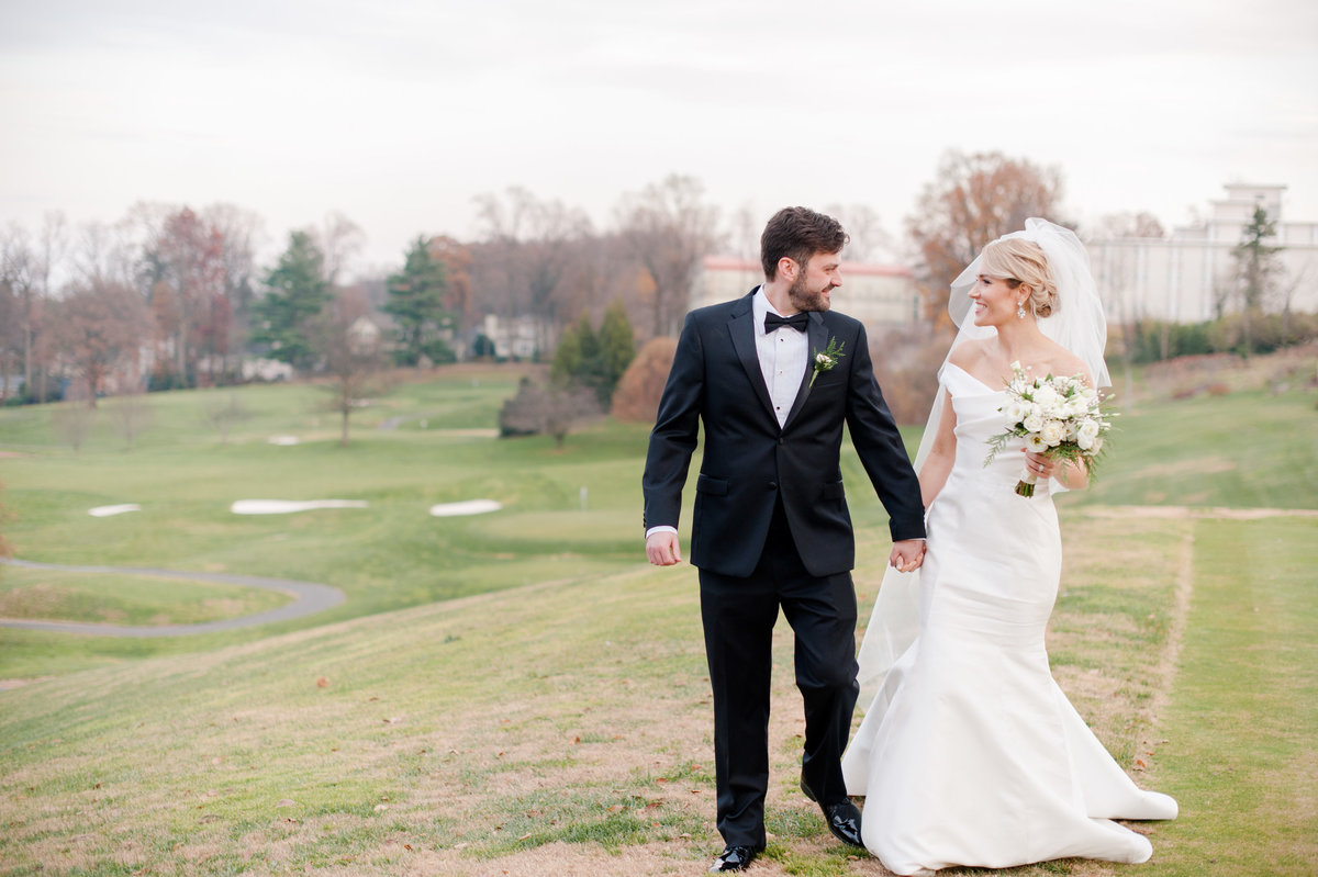 Bride and groom at Washington Golf and Country Club luxury Washington DC wedding