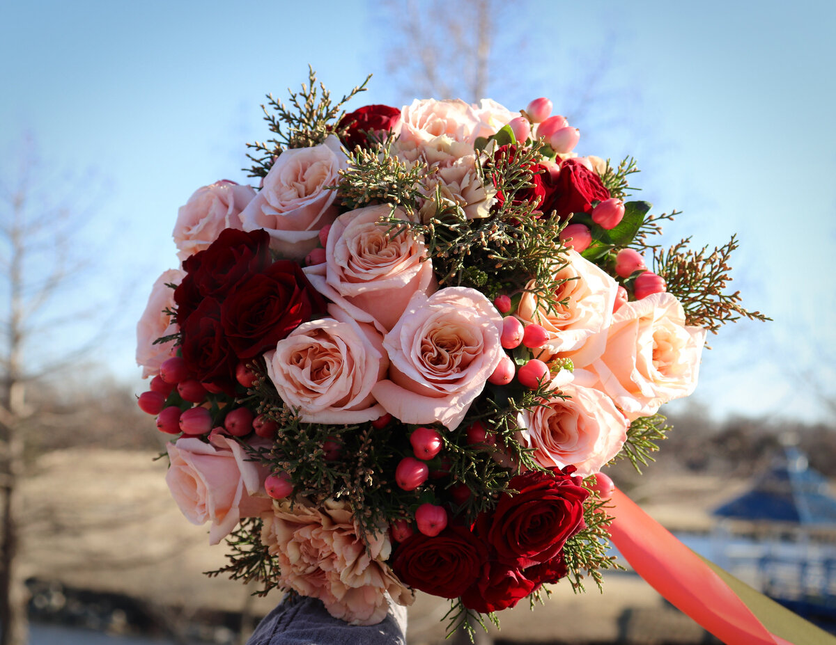 Peach and Red Bouquet