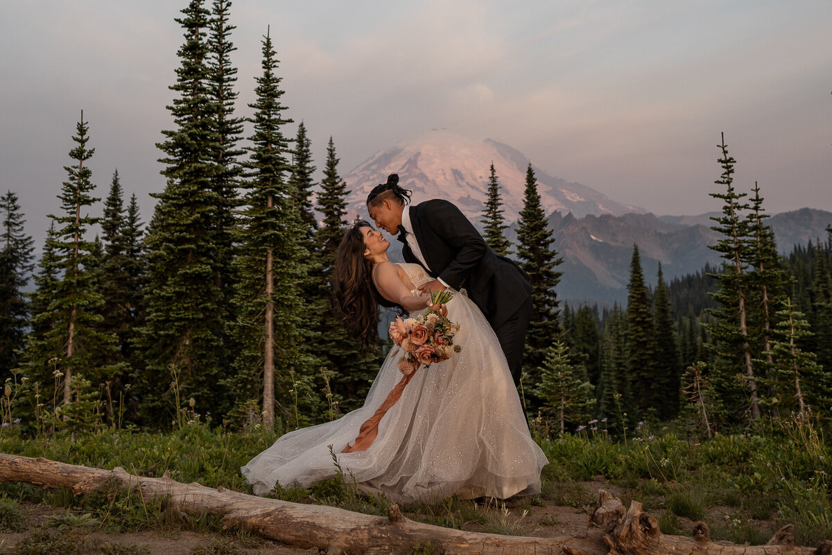 bride and groom on seaplane