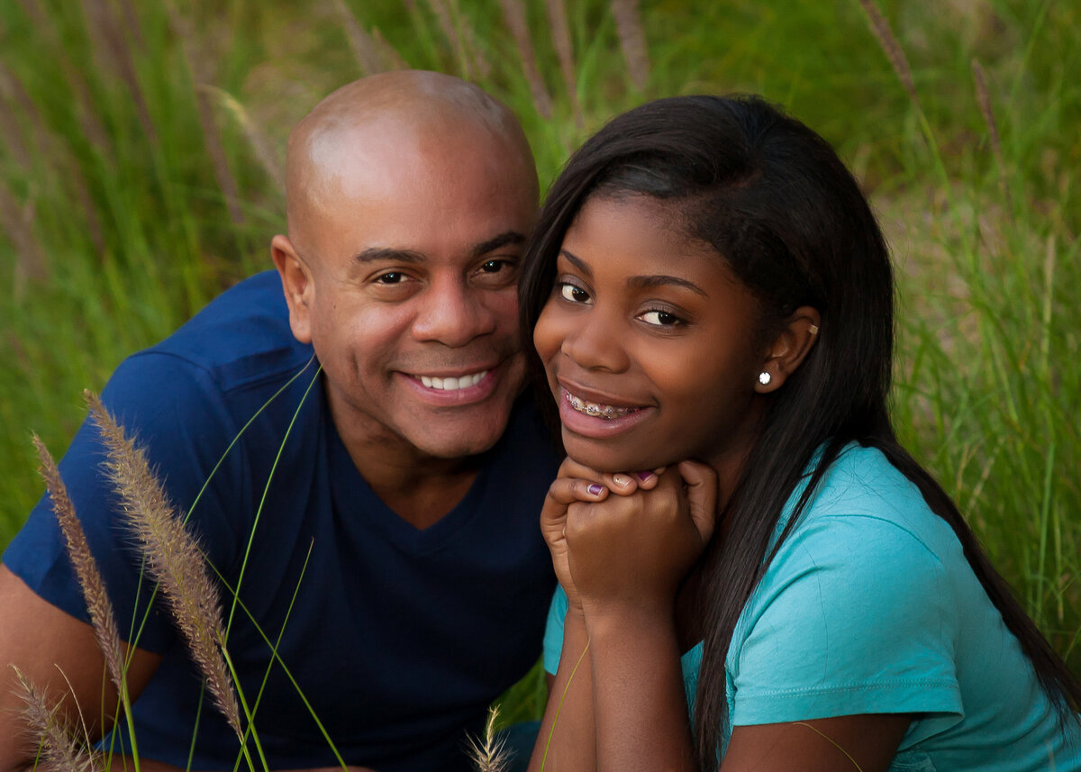 Father daughter portrait taken close up of African American family