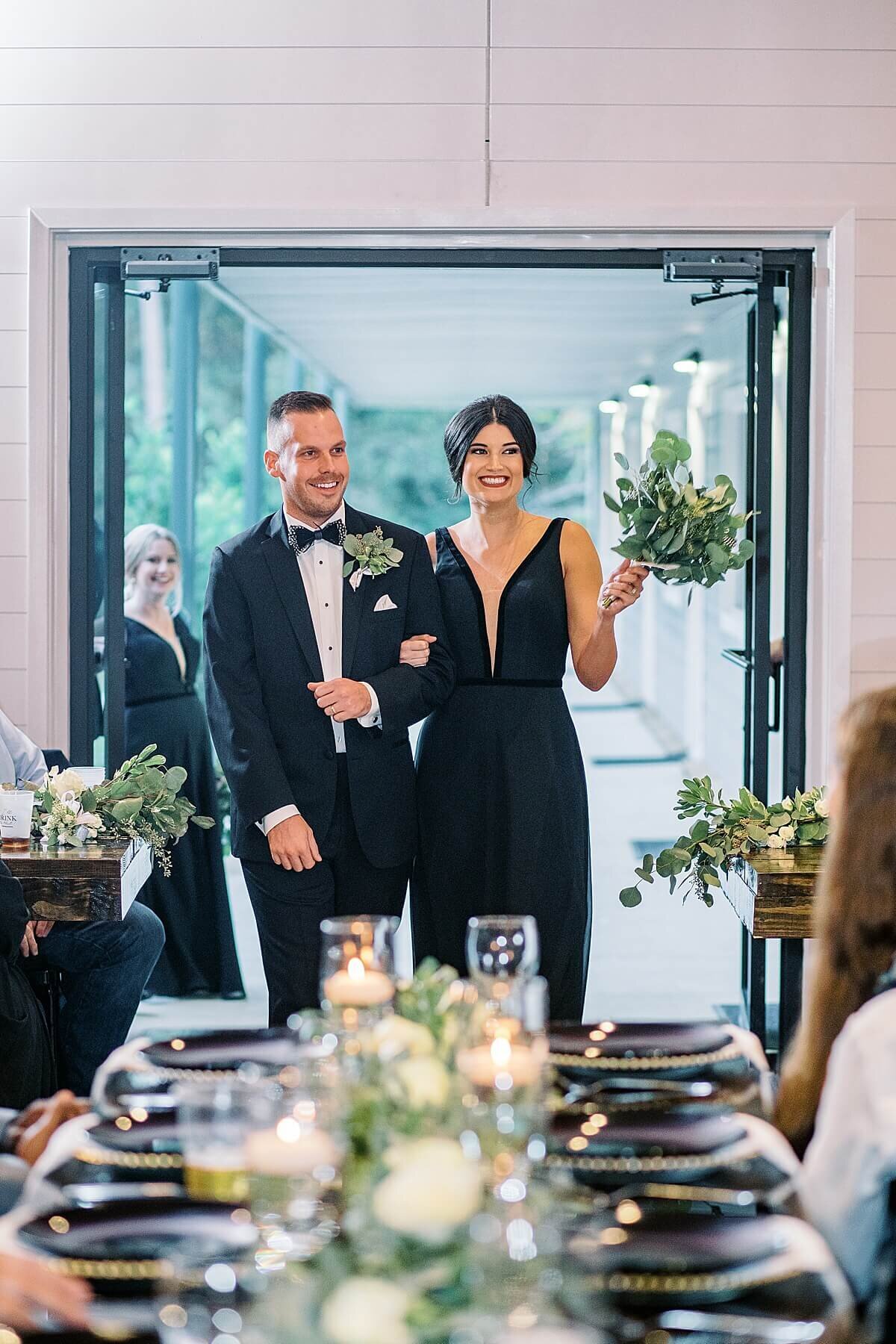 Reception at Black and White Themed Annex Wedding photographed by Alicia Yarrish Photography