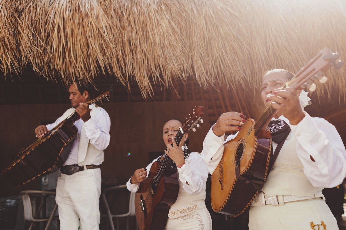 Mariachi band playing  at wedding reception in Cancun