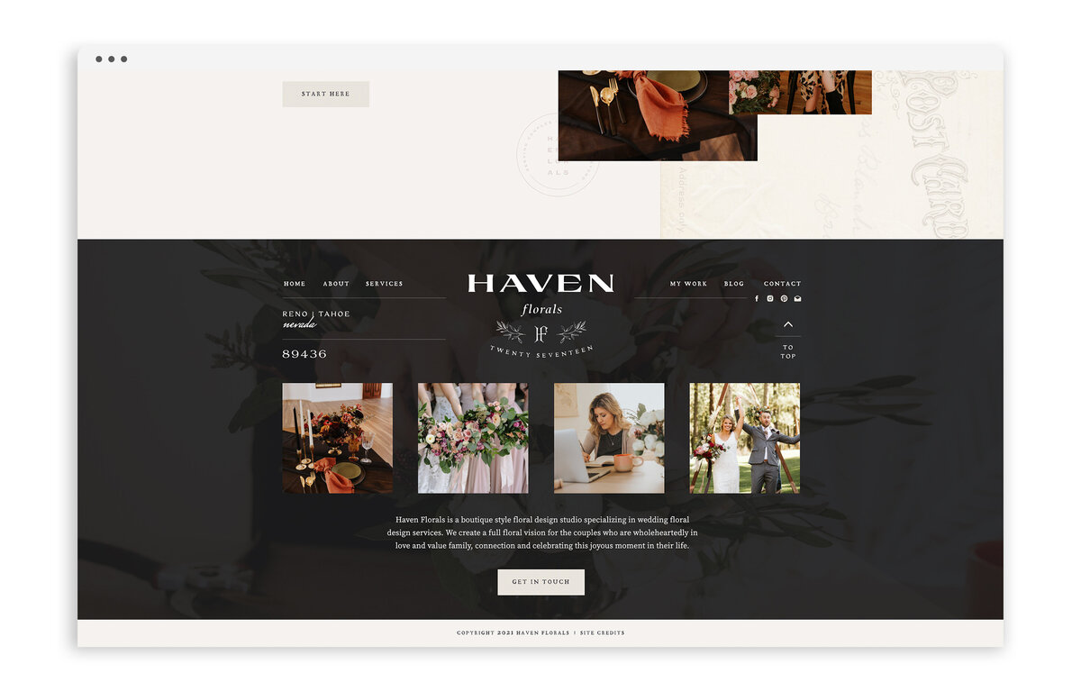 Haven Florals - Custom Brand Logo and Showit Web Website Design for Wedding Floral Designer Designers - With Grace and Gold - Best Showit Designer - 14