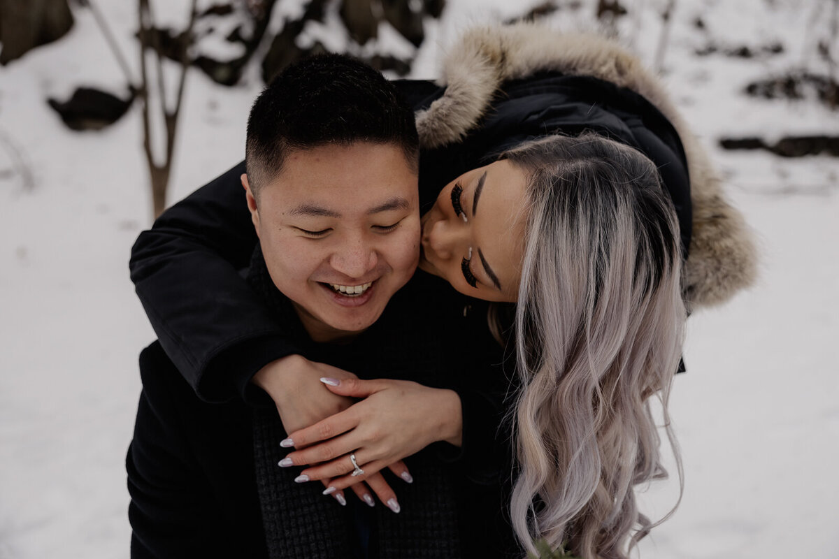 Engagement Photos in the snow at Fort Tryon Park NYC