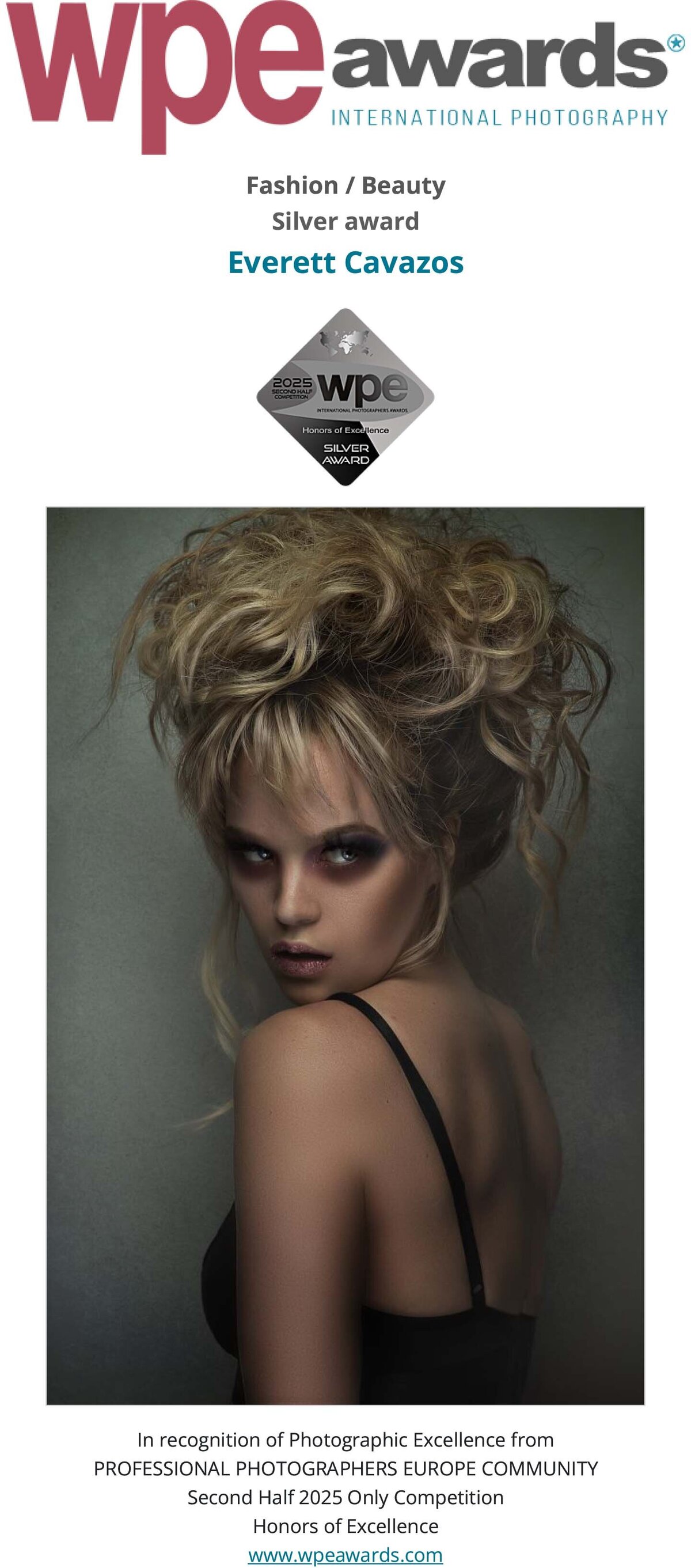 WPE - International Photographers Awards - Certificate delivered to Everett Cavazos-ashley2