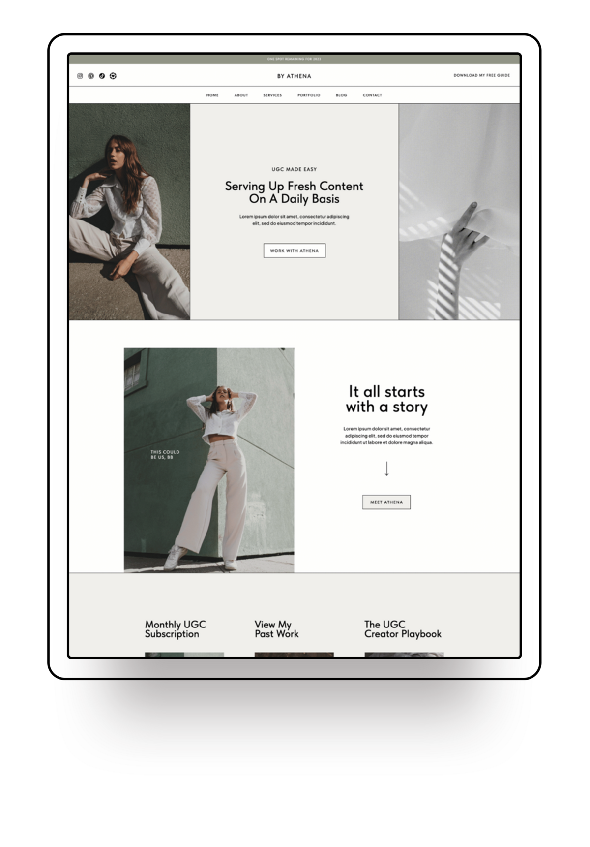 Showit Website template offered for template customisation services Palme Design Co