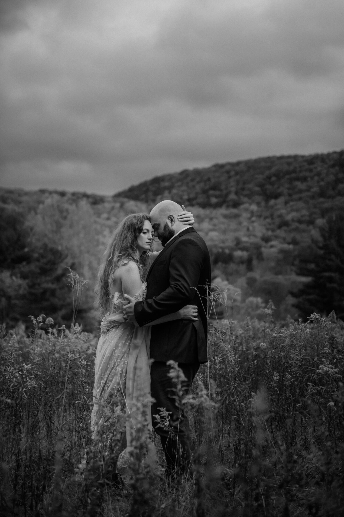 black and white image of the couple