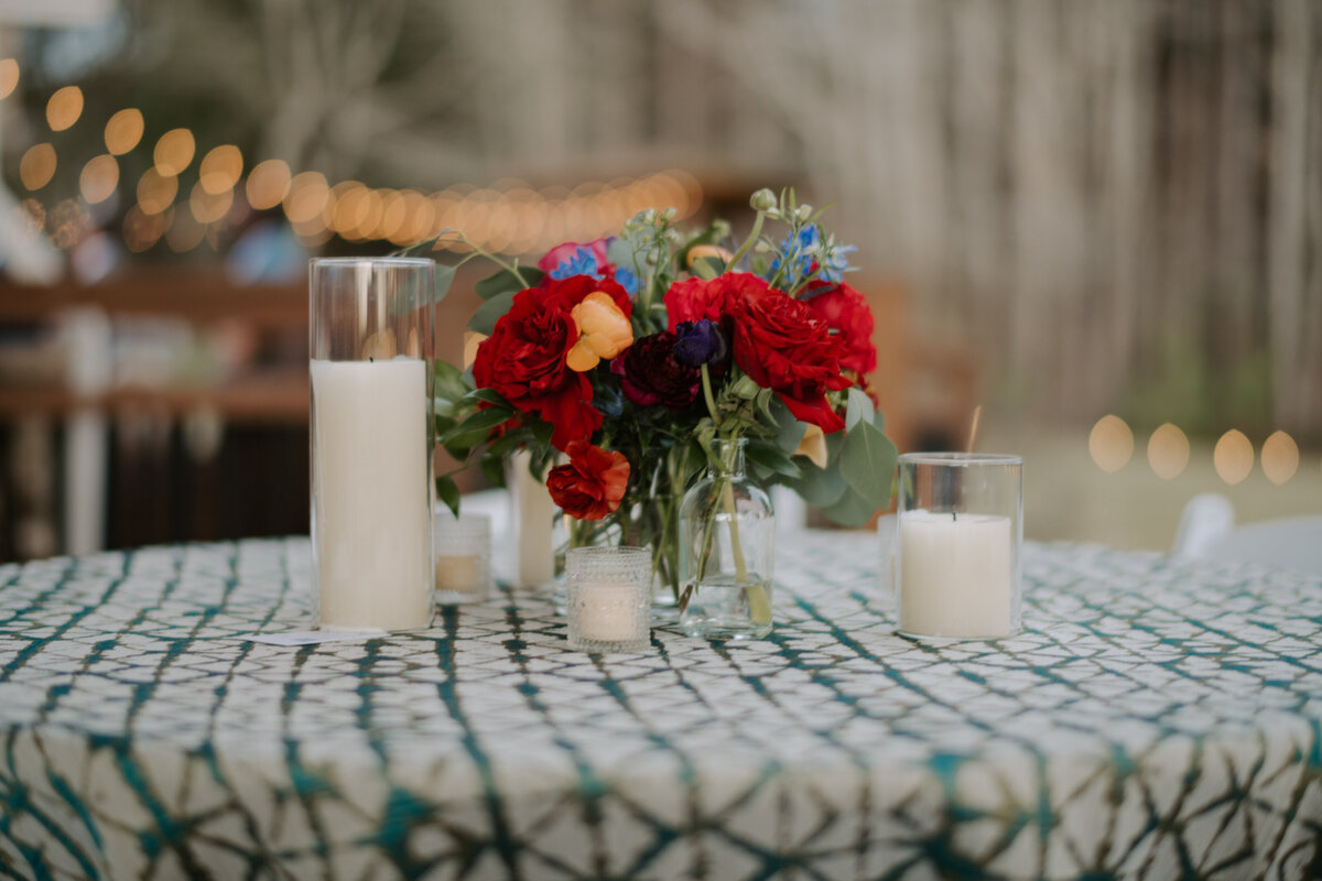 jewel toned reception decor