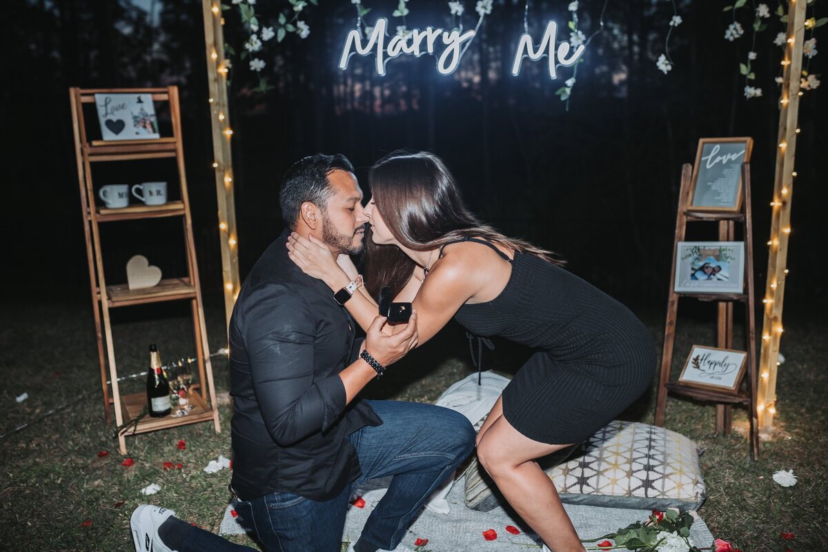 Proposing in the back yard with a nice set up
