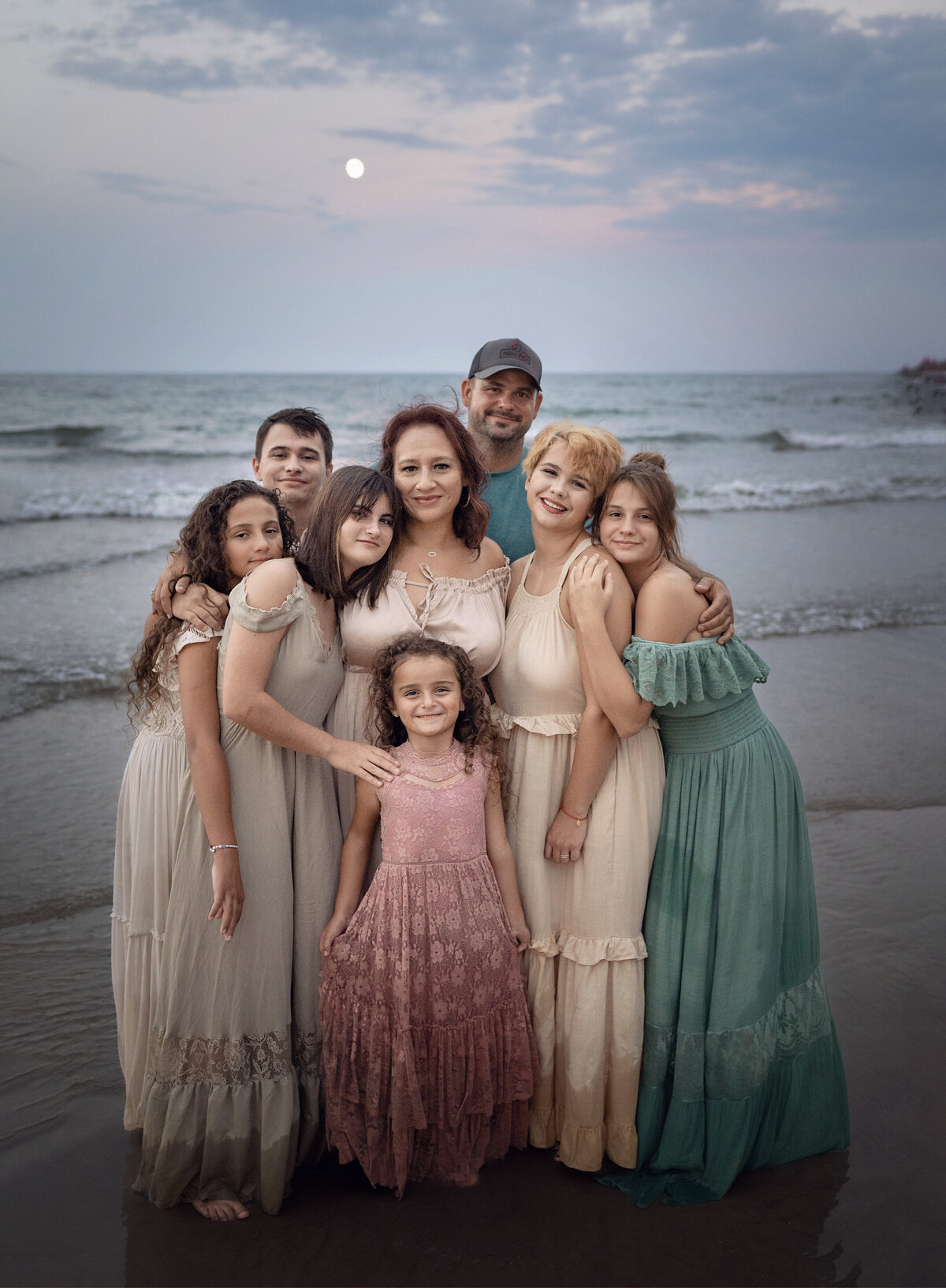 Family-at-surfside-beach-under-moodlight