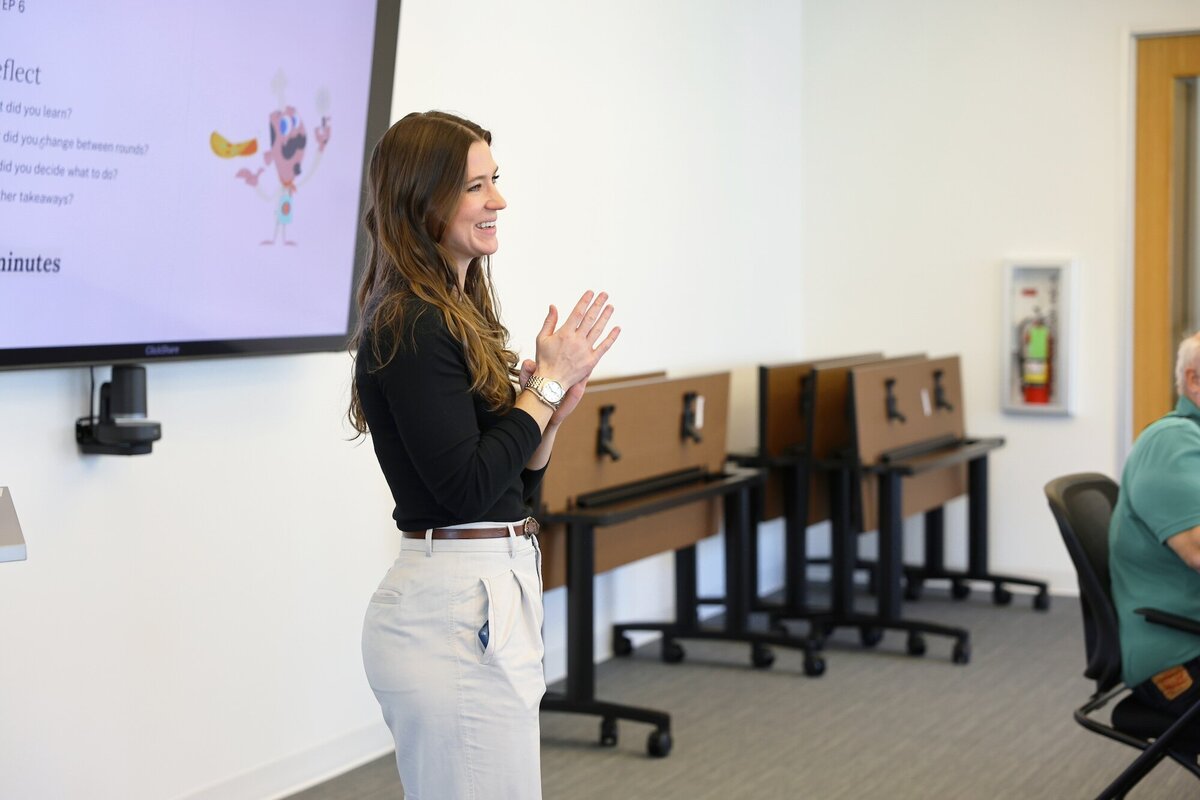 Maria Burke facilitating a team alignment workshop