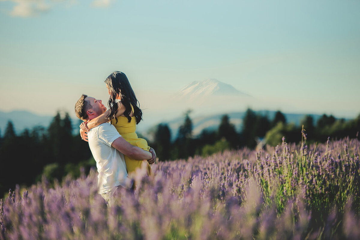 couple in lavender field