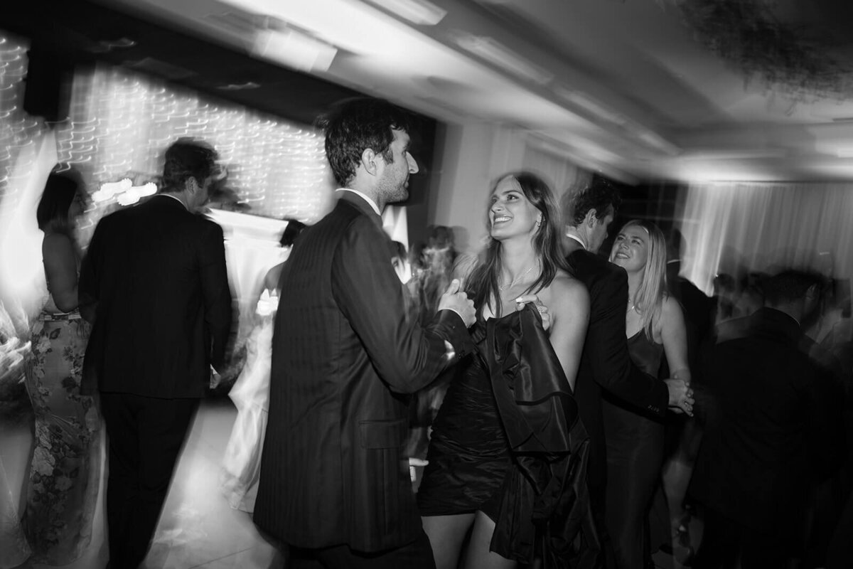 wedding reception dancing with motion blur