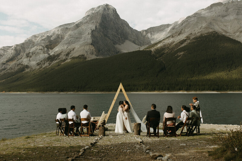 elopement photography of ceremony near banff