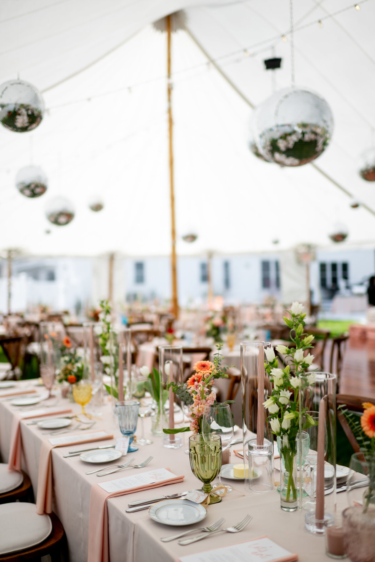 Spring Disco Ball Tented Home Wedding