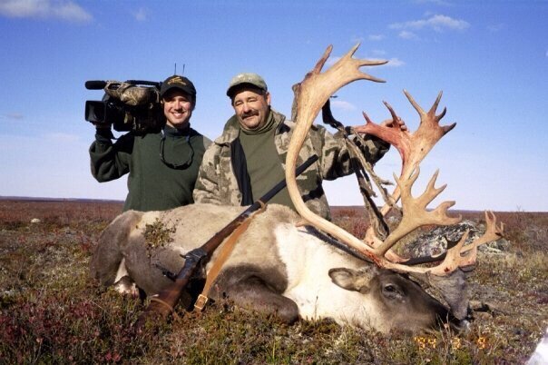 Jason Miller filming caribou hunting in Northwest Territories