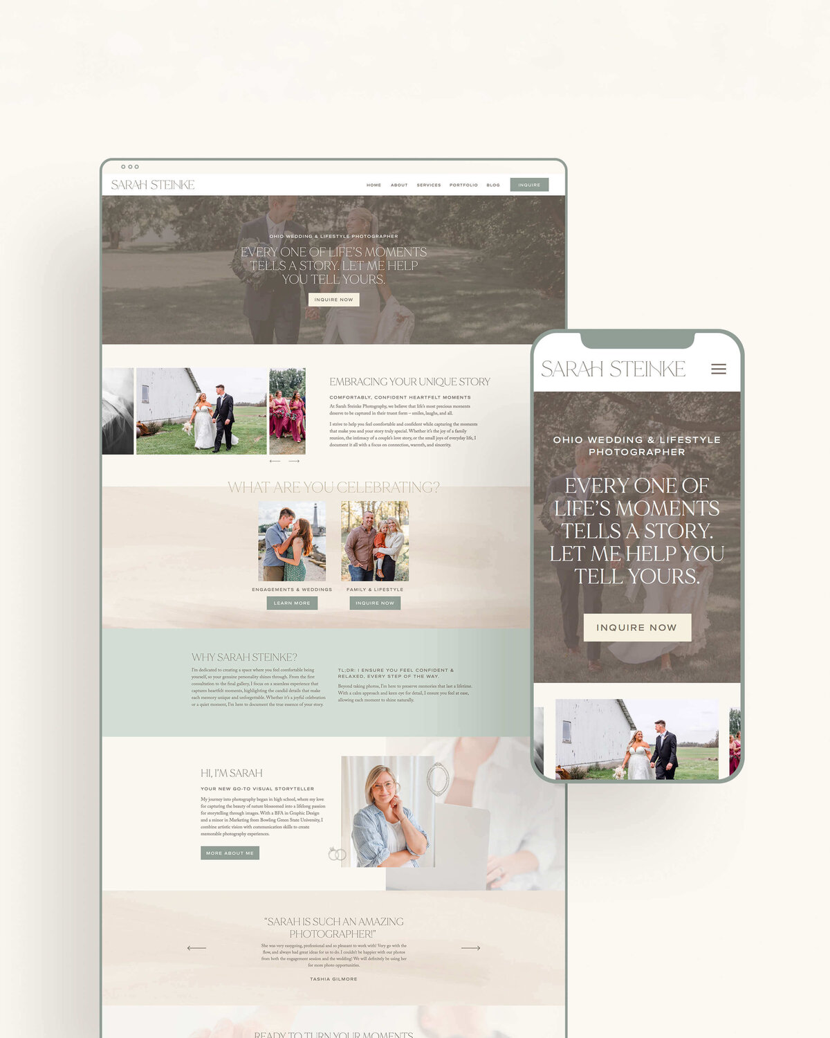 semi-custom web design for a wedding and lifestyle photographer