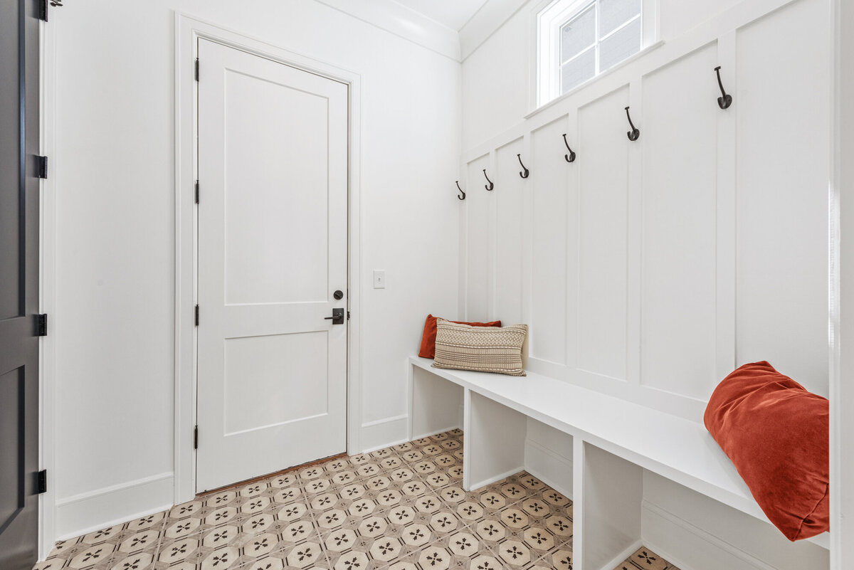 mudroom with bench and hooks