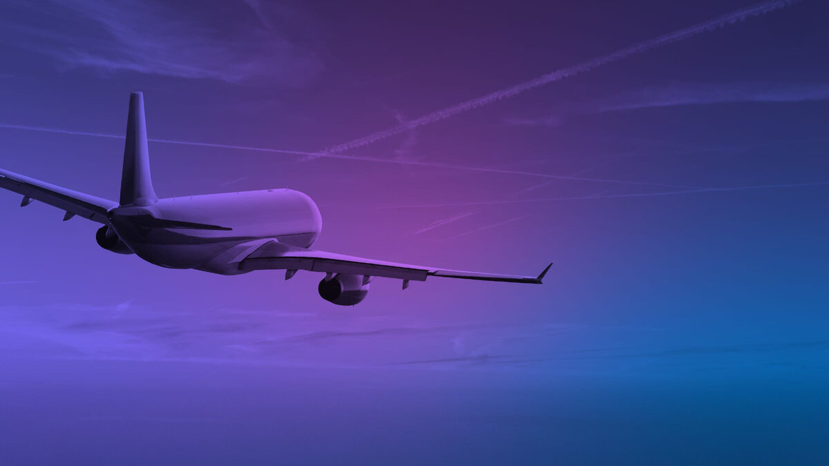 Airplane in flight, representing CryoLogistics