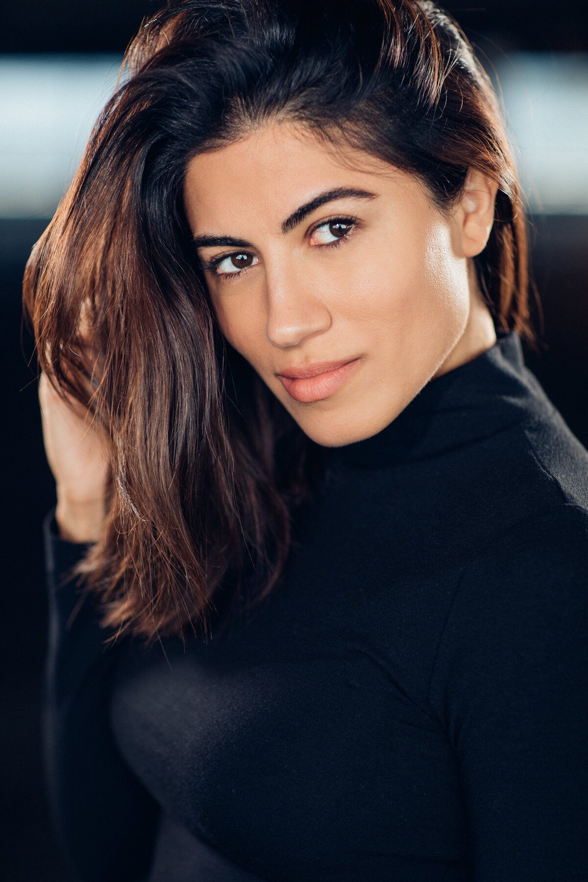 Headshot Photograph Of Young Woman In Black Turtle Neck Long Sleeves Los Angeles